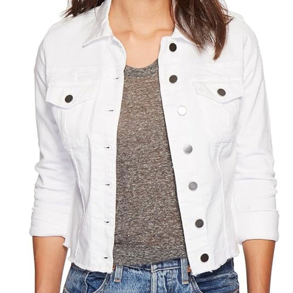 Kut from the Kloth White Denim Stretch Jacket, Women's size L